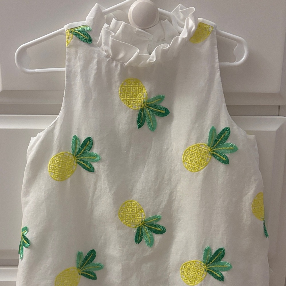 Janie and Jack White Pineapple Embroidered Dress